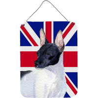 "Caroline's Treasures SS4922DS1216 Rat Terrier with English Union Jack British Flag Wall or Door Hanging Prints, 16"" x 12"""