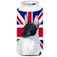 Rat Terrier with English Union Jack British Flag Tall Boy Beverage Insulator Hugger SS4922TBC