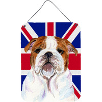 "Caroline's Treasures SS4926DS1216 English Bulldog with English Union Jack British Flag Wall or Door Hanging Prints, 16"" x 12"""