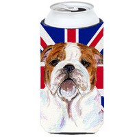 English Bulldog with English Union Jack British Flag Tall Boy Beverage Insulator Hugger SS4926TBC