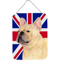 "Caroline's Treasures SS4927DS1216 French Bulldog with English Union Jack British Flag Wall or Door Hanging Prints, 16"" x 12"""
