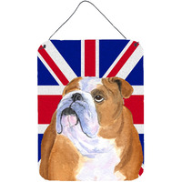 "Caroline's Treasures SS4933DS1216 English Bulldog with English Union Jack British Flag Wall or Door Hanging Prints, 16"" x 12"""