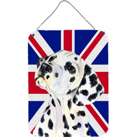 "Caroline's Treasures SS4934DS1216 Dalmatian with English Union Jack British Flag Wall or Door Hanging Prints, 16"" x 12"""