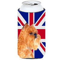Brussels Griffon with English Union Jack British Flag Tall Boy Beverage Insulator Hugger SS4936TBC