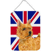 "Caroline's Treasures SS4941DS1216 Norwich Terrier with English Union Jack British Flag Wall or Door Hanging Prints, 16"" x 12"""