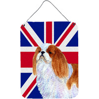 "Caroline's Treasures English Toy Spaniel with English Union Jack British Flag Wall or Door Hanging Prints, 16"" x 12"""