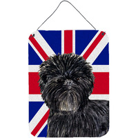 "Caroline's Treasures Affenpinscher with English Union Jack British Flag Wall or Door Hanging Prints, 16"" x 12"""