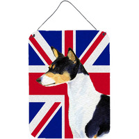 "Caroline's Treasures SS4956DS1216 Basenji with English Union Jack British Flag Wall or Door Hanging Prints, 16"" x 12"""
