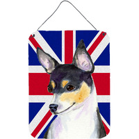 "Caroline's Treasures SS4960DS1216 Rat Terrier with English Union Jack British Flag Wall or Door Hanging Prints, 16"" x 12"""