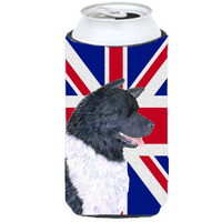 Akita with English Union Jack British Flag Tall Boy Beverage Insulator Hugger SS4963TBC