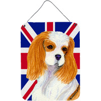 "Caroline's Treasures SS4969DS1216 Cavalier Spaniel with English Union Jack British Flag Wall or Door Hanging Prints, 16"" x 12"""
