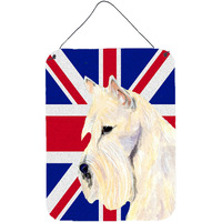 "Caroline's Treasures Scottish Terrier Wheaten with English Union Jack British Flag Wall or Door Hanging Prints, 16"" x 12"""