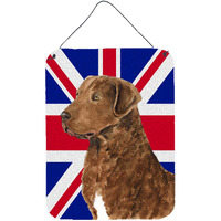 "Caroline's Treasures Curly Coated Retriever with English Union Jack British Flag Wall or Door Hanging Prints, 16"" x 12"""