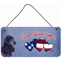 "Caroline's Treasures Woof If You Love America Black Cocker Spaniel Wall or Door Hanging Prints, 6 x 12"""