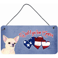 "Caroline's Treasures SS4984DS612 Woof If You Love America Chihuahua Wall or Door Hanging Prints, 6 x 12"""
