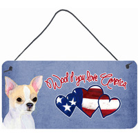 "Caroline's Treasures SS4986DS612 Woof If You Love America Chihuahua Wall or Door Hanging Prints, 6 x 12"""