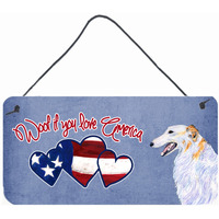 "Caroline's Treasures Woof If You Love America Borzoi Wall or Door Hanging Prints, 6 x 12"""