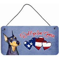 "Caroline's Treasures SS5006DS612 Woof If You Love America Doberman Wall or Door Hanging Prints, 6 x 12"""