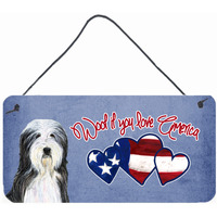 "Caroline's Treasures SS5008DS612 Woof If You Love America Bearded Collie Wall or Door Hanging Prints, 6 x 12"""
