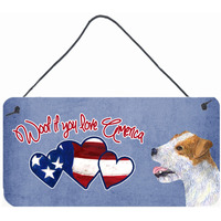 "Caroline's Treasures Woof If You Love America Jack Russell Terrier Wall or Door Hanging Prints, 6 x 12"""