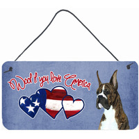 "Caroline's Treasures Woof If You Love America Brindle Cropped Boxer Wall or Door Hanging Prints, 6 x 12"""