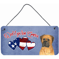 "Caroline's Treasures Woof If You Love America Bullmastiff Wall or Door Hanging Prints, 6 x 12"""