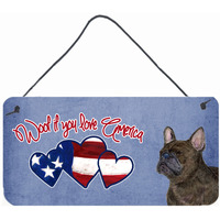 "Caroline's Treasures SS5030DS612 Woof If You Love America French Bulldog Wall or Door Hanging Prints, 6 x 12"""