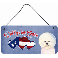"Caroline's Treasures SS5038DS612 Woof If You Love America Bichon Frise Wall or Door Hanging Prints, 6 x 12"""
