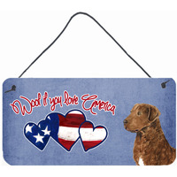 "Caroline's Treasures Woof If You Love America Chesapeake Bay Retriever Wall or Door Hanging Prints, 6 x 12"""