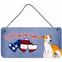"Caroline's Treasures Woof If You Love America Whippet Wall or Door Hanging Prints, 6 x 12"""
