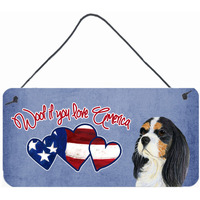 "Caroline's Treasures SS5046DS612 Woof If You Love America Cavalier Spaniel Wall or Door Hanging Prints, 6 x 12"""