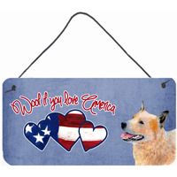 "Caroline's Treasures SS5050DS612 Woof If You Love America Australian Cattle Dog Wall or Door Hanging Prints, 6 x 12"""