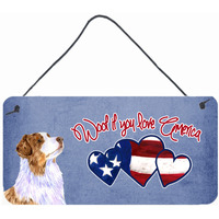 "Caroline's Treasures SS5051DS612 Woof If You Love America Australian Shepherd Wall or Door Hanging Prints, 6 x 12"""
