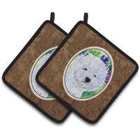 "Caroline's Treasures Westie Pair of Pot Holders SS8002PTHD, 7.5HX7.5W, Multicolor"