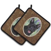 "Caroline's Treasures Australian Kelpie Pair of Pot Holders SS8013PTHD, 7.5HX7.5W, Multicolor"