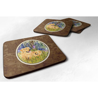 "Caroline's Treasures SS8014FC Golden Retriever Foam Coasters (Set of 4), 3.5"" H x 3.5"" W, Multicolor"