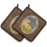 "Caroline's Treasures Golden Retriever Pair of Pot Holders SS8014PTHD, 7.5HX7.5W, Multicolor"