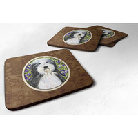 "Caroline's Treasures SS8022FC Bearded Collie Foam Coasters (Set of 4), 3.5"" H x 3.5"" W, Multicolor"