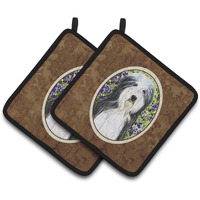 "Caroline's Treasures Bearded Collie Pair of Pot Holders SS8022PTHD, 7.5HX7.5W, Multicolor"