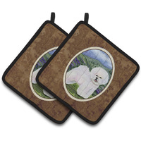 "Caroline's Treasures Bichon Frise Pair of Pot Holders SS8025PTHD, 7.5HX7.5W, Multicolor"