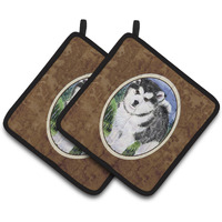 "Caroline's Treasures Alaskan Malamute Pair of Pot Holders SS8027PTHD, 7.5HX7.5W, Multicolor"