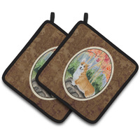 "Caroline's Treasures Corgi Pair of Pot Holders SS8039PTHD, 7.5HX7.5W, Multicolor"