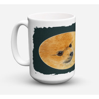 "Caroline's Treasures SS8051CM15 Pomeranian Dishwasher Safe Microwavable Ceramic Coffee Mug, 15 oz, Multicolor"