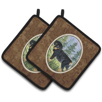 "Caroline's Treasures Rottweiler Pair of Pot Holders SS8057PTHD, 7.5HX7.5W, Multicolor"