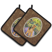 "Caroline's Treasures Airedale Pair of Pot Holders SS8208PTHD, 7.5HX7.5W, Multicolor"