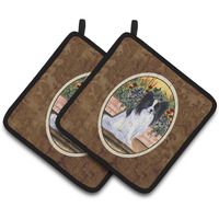 "Caroline's Treasures Papillon Pair of Pot Holders SS8210PTHD, 7.5HX7.5W, Multicolor"