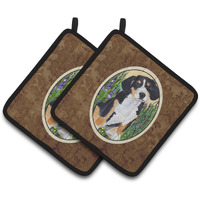 "Caroline's Treasures Entlebucher Mountain Dog Pair of Pot Holders SS8216PTHD, 7.5HX7.5W, Multicolor"