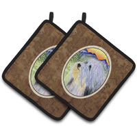 "Caroline's Treasures Bearded Collie Pair of Pot Holders SS8244PTHD, 7.5HX7.5W, Multicolor"