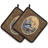 "Caroline's Treasures Silky Terrier Pair of Pot Holders SS8262PTHD, 7.5HX7.5W, Multicolor"