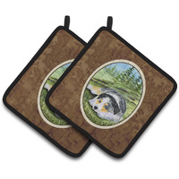 "Caroline's Treasures Australian Shepherd Pair of Pot Holders SS8283PTHD, 7.5HX7.5W, Multicolor"